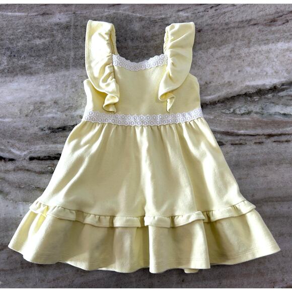 Janie and Jack Yellow Flutter Strap Dress 2T, Eyelet Lace, Spring/Summer - Picture 1 of 7